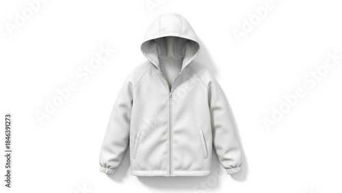 Plain white zip-up hoodie jacket perfect for casual comfort and layering outerwear
