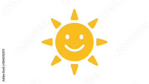 A cheerful yellow sun with a smiling face and pointed rays.