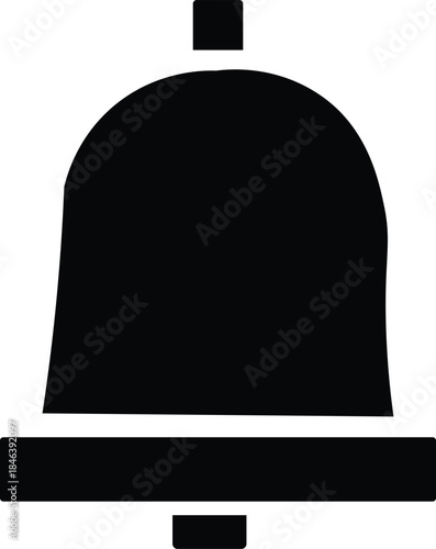 Black silhouette of a bell with clapper on white background