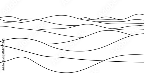 A black and white illustration of wavy lines on a black background with a white background