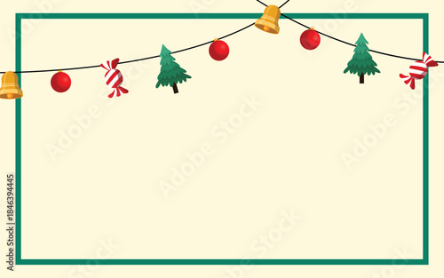 Festive Christmas Frame with Holiday Decorations Background