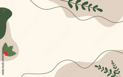Minimalist Botanical Frame for Holiday Greetings Background