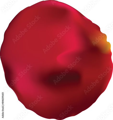Vector art of a large red apple with a small yellow spot on a