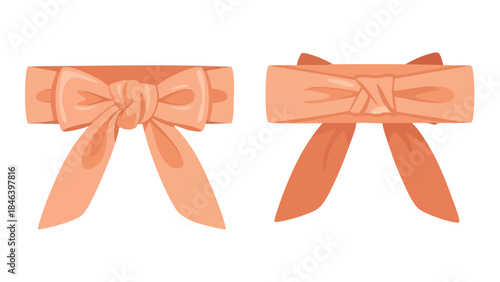 Elegant peach-colored headbands in different tie styles, showcasing a soft and fashionable accessory option for various styles and occasions