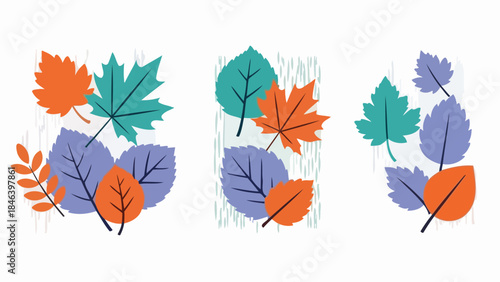 Autumn Leaves Collection: Colorful Fall Foliage Designs on a White Background