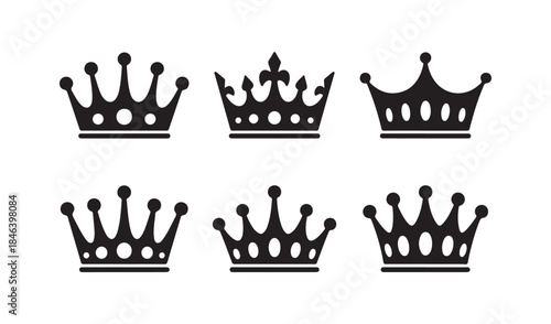 Collection of six royal crowns Vector
