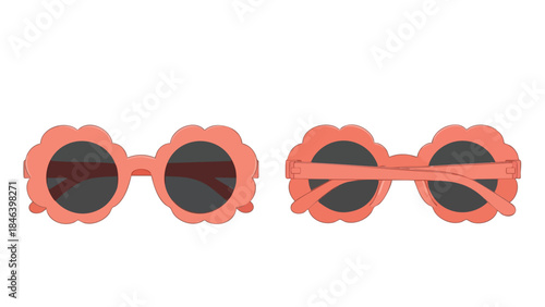 Stylish flower-shaped sunglasses with a vibrant coral frame and a vintage vibe, perfect for summer fashion and sunny days