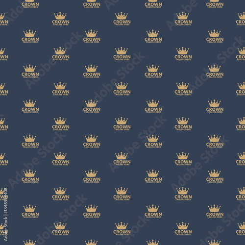 Crown logo seamless pattern isolated on color background