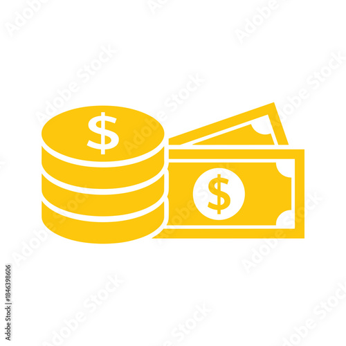 Stack of coins and banknotes