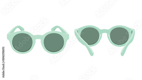 Fashionable mint sunglasses offering eye protection with vintage aesthetic and trendy appeal capturing style and safeguard against light for sunny