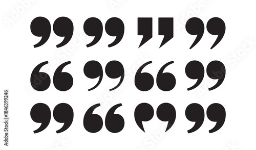 Collection of black and white quotation marks Vector