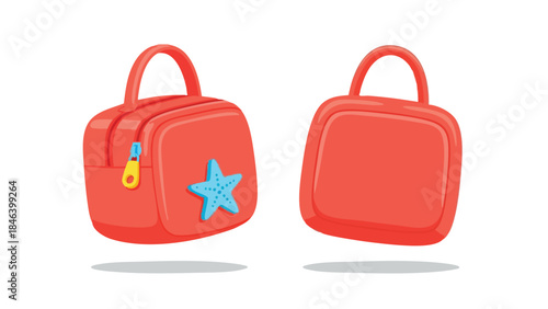 Coral cosmetic bags with a touch of whimsy: stylish accessory for everyday essentials, playful design with a charming blue starfish detail creates a