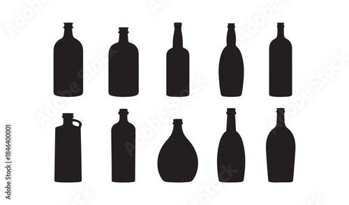 Collection of various bottle silhouettes Vector