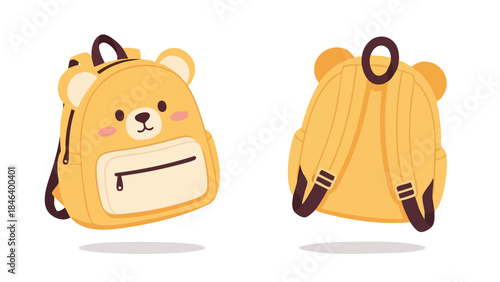 Adorable Golden Bear Backpacks Illustration for Kids Stationery Design Project 150 characters