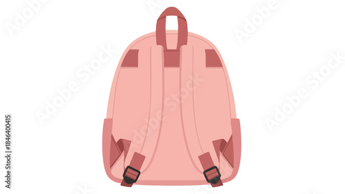 Rear view of a charming pink backpack featuring adjustable straps and convenient side pockets showcases minimalistic style