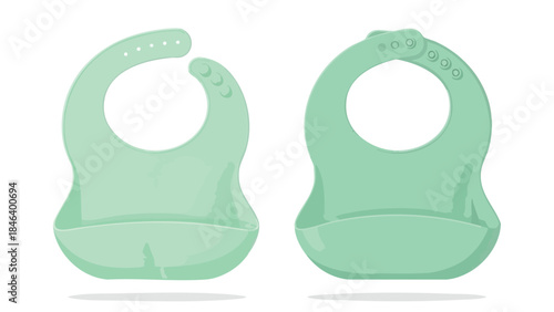 Two mint green silicone baby bibs showcased against a clean white backdrop offer practicality and contemporary charm for little ones