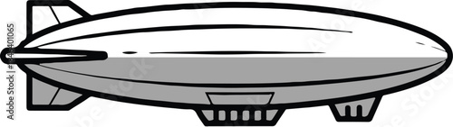 airship vector blimp silhouette with gondola and tail fins