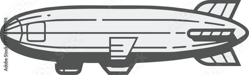 airship blimp outline for infographic map and travel concept