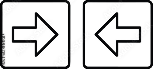 arrow icon set left right rounded square navigation buttons