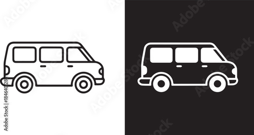 van icon line art profile minimal vector illustration
