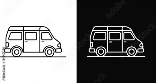 van outline side view transport vehicle vector symbol