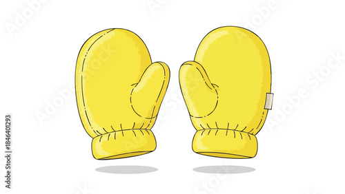 Illustration of Yellow Winter Mittens for Cold Weather Apparel and Protective Gear Against the Chill