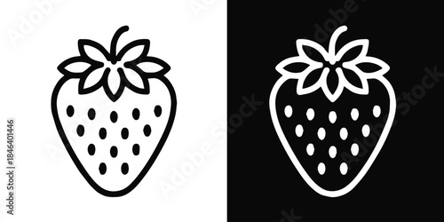 strawberry silhouette seed pattern dual tone emblem for packaging