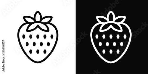 strawberry logo set black white inverted color pair for branding