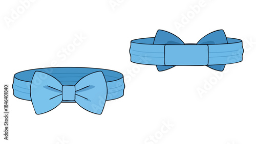 Delicate cyan bow tie headbands for stylish infants and toddlers showcasing charming design elements  in a minimal vector drawing for baby fashion