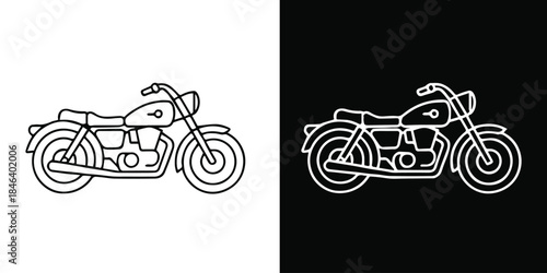 motorcycle silhouette split background negative positive vector art