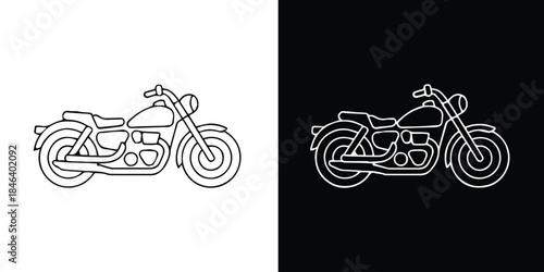 motorcycle line art black white inversion vector illustration