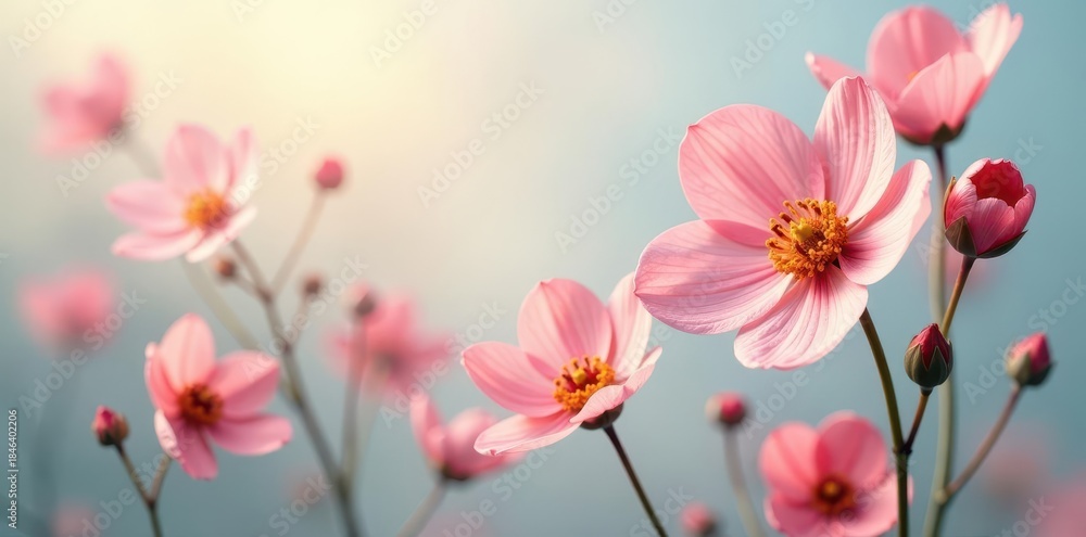 Fototapeta premium Delicate pressed flower wallpaper, subtle sheen, petal, design element