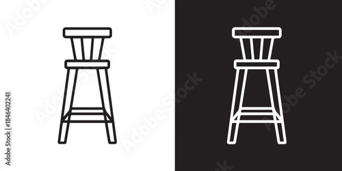 chair flat silhouette vector icon wooden seat for interior design mockup