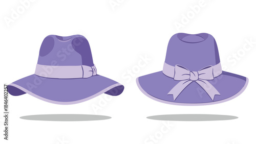Elegant lilac hats with decorative bands showcase vintage fashion appeal and stylistic variation adding a touch of refined charm emphasizing classic