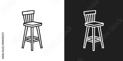chair icon wooden spindle backrest silhouette vector for ui and print