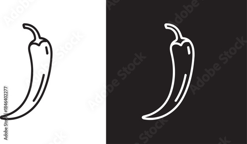 chili pepper line art icon black and white vector