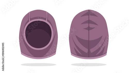 Detailed illustration of a lavender balaclava showing front and back isolated on a white background creating a minimalist appearance