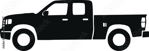 truck simple black silhouette for signage icon and stencil