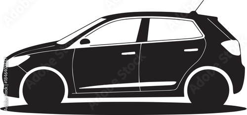 car hatchback outline vector clipart fourdoor side view icon