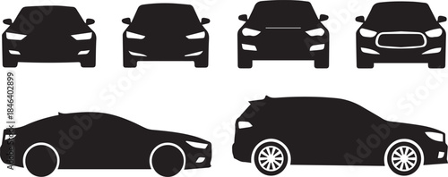 car silhouette collection front and profile views for projects