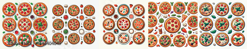 Collection of delicious and diverse pizza assortments, showcasing various toppings and styles for culinary inspiration