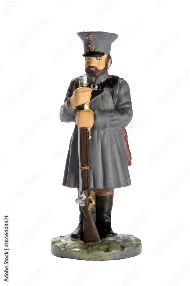 Obraz premium Toy soldier on a white background