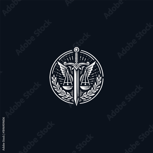 Sword law firm logo style icon design template vector illustration