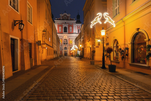 Fara Church at night, Poznan, Poland