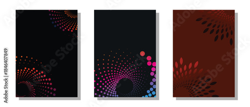 Modern cover in A4 size design with color gradation. Collection of dark cover with shape and color gradation. Suit for cover, annual report, company profile and others