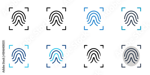 fingerprint sensor icons set multiple style vector collection. 

