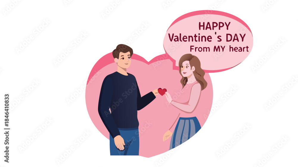 Obraz premium Couple exchanging a heart shaped card in a cozy setting on valentine's day