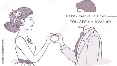 Couple exchanging heart shaped necklace warmly on valentine's day in a sweet romantic gesture