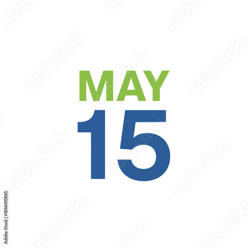 Vivid digital representation of the fifteenth day of the fifth month, a bright calendar mark for important scheduling, event planning, and reminder