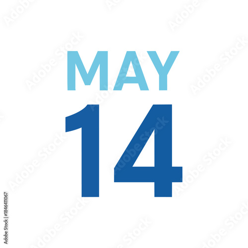 A crisp visual representation of the fourteenth day of May for modern digital calendar applications and scheduling tools